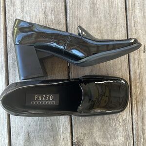 Pazzo Preferred Retro Y2K Black Patent Leather Chunky Block Heel Loafer Size 8.5